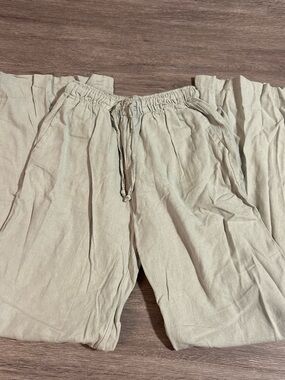 Light Gray Subdued Linen Wide Leg Pants